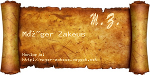 Móger Zakeus névjegykártya